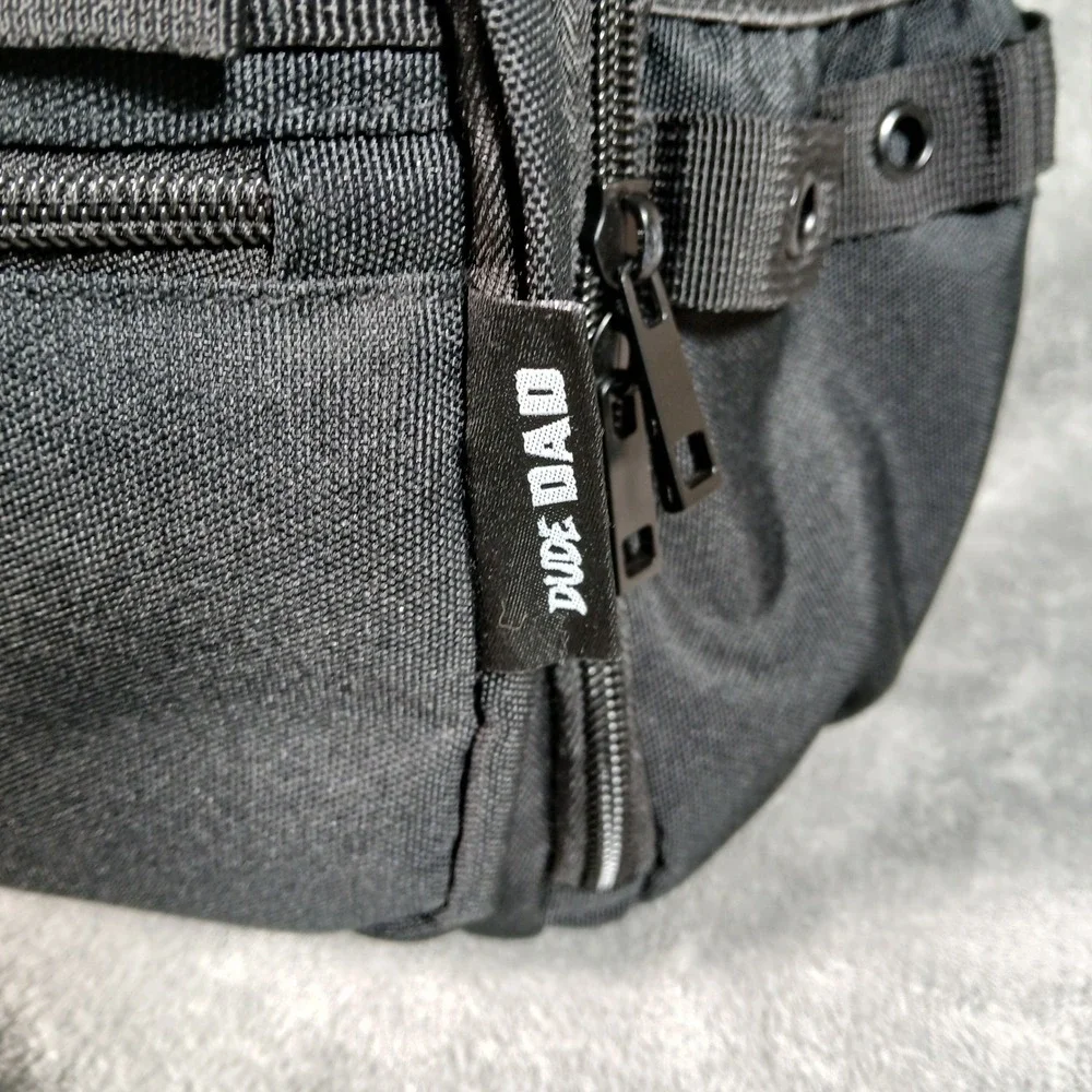 Dude Dad Tactical Diaper Bag Backpack Mens Black Canvas Utility Travel